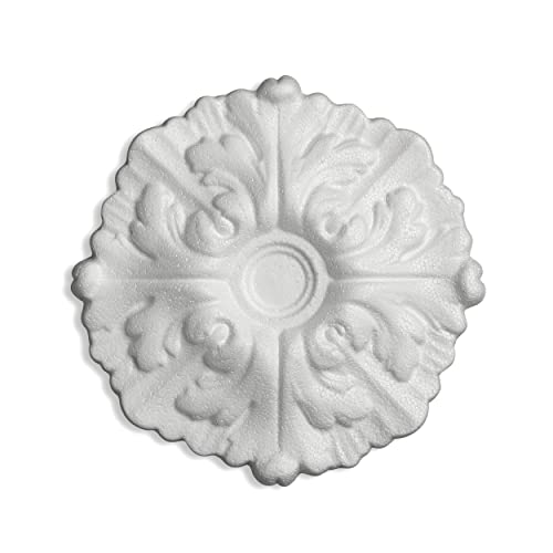 DECOSA Rosette Daphne, weiß, 1 Stück à Ø 22 cm - Stuckrosette aus Styropor - individualisierbare Deckenrosette von Decosa