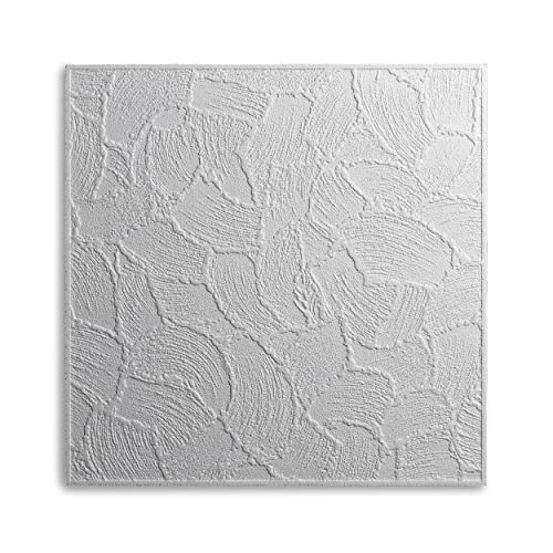 Decosa Deckenplatten VALENCIA - 80 Platten = 20 m2 - Deckenpaneele weiß in Putz Optik - Dekor Paneele 50 x 50 cm aus Styropor - Decken Styroporpaneele von Decosa
