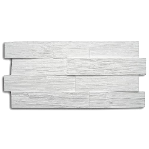 Decosa Creativpaneel Wood (Holz-Optik) - 8 Packstücke à 5 Steine 20 x 50 cm (= 4 qm) - Holzoptik aus EPS in weiß von Decosa