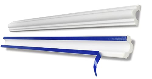 Decosa selbstklebende Wandleiste SKFP40 Rike - Hochwertige Flachleiste in Weiß - 1 Leiste à 1,5 m Länge = 1,5 m - Zierleiste aus Styropor 40 mm - Stoß- und schlagfestes Zierprofil von Decosa