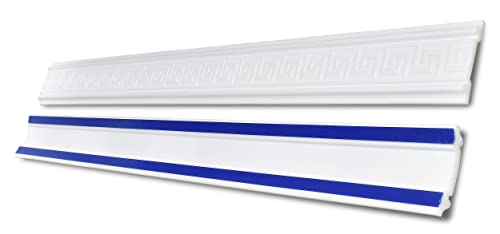 Decosa selbstklebende Wandleiste SKFP48.1 Ramona - Hochwertige Flachleiste in Weiß - 10 Leisten à 1,5 m Länge = 15 m - Zierleiste aus Styropor 48 mm - Stoß- und schlagfestes Zierprofil von Decosa