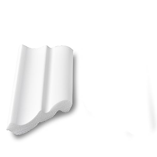 DECOSA Leistenstück für Innenecke Zierprofil S100 SYLVIA - 2 Leisten à ca. 20 cm Länge ergeben 1 Ecke - 4er Set - Zierleiste aus Styropor 70 x 70 mm - Für Decke und Wand von Decosa