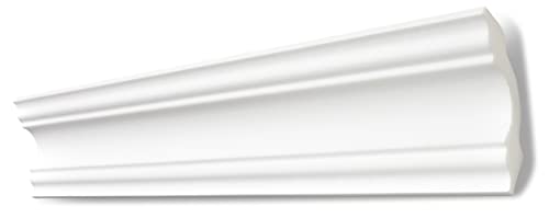 DECOSA Zierprofil A80 STEFANIE - Edle Stuckleiste in Weiß - 1 Leiste à 2 m Länge = 2 m - Zierleiste aus Styropor 80 x 80 mm - Für Decke oder Wand von Decosa