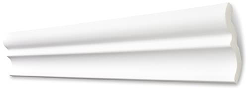 DECOSA Zierprofil C80 SERENA - Edle Stuckleiste in Weiß - 5 Leisten à 2 m Länge = 10 m - Zierleiste aus Styropor 70 x 75 mm - Für Decke oder Wand von Decosa