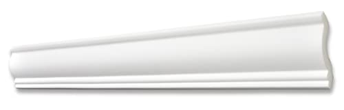 DECOSA Zierprofil ST50 SABINE - Edle Stuckleiste in Weiß - 5 Leisten à 2 m Länge = 10 m - Zierleiste aus Styropor 45 x 50 mm - Für Decke oder Wand von Decosa