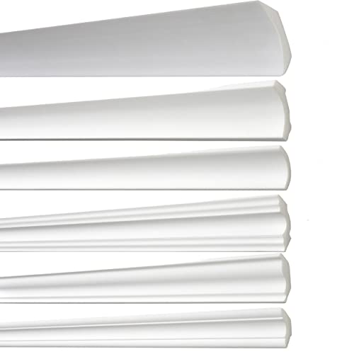 DECOSA Zierprofil Set B7 50 x 50 mm - Edle Stuckleisten in Weiß - 10 Stück à 1,5 m Länge - Zierleisten aus Styropor für Decke oder Wand von Decosa