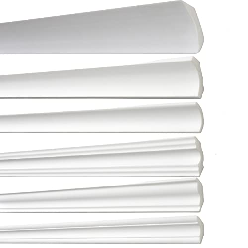 Decosa Deckenleiste Set B7 50 x 50 mm - Edle Stuckleisten in Weiß - 10 Stück à 1,5 m Länge - Zierleisten aus Styropor für Decke oder Wand von Decosa
