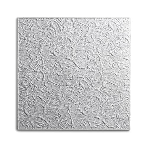 Decosa Deckenplatten PARIS - 16 Platten = 4 m2 - Edle Deckenpaneele weiß in Putz Optik - Dekor Paneele 50 x 50 cm aus Styropor - Decken Styroporpaneele von Decosa