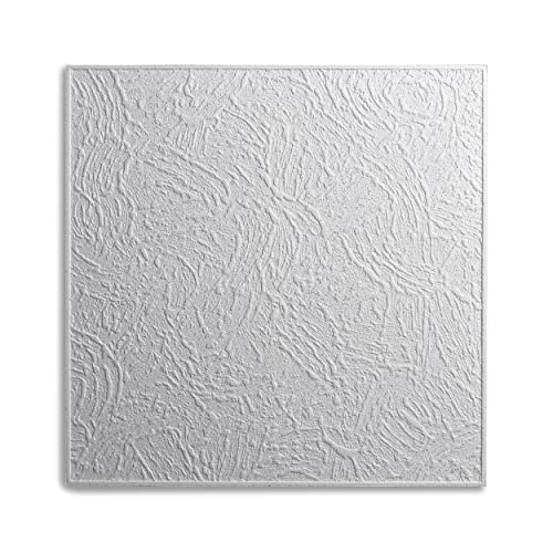 Decosa Deckenplatten VIENNE - 40 Platten = 10 m2 - Deckenpaneele weiß in Putz Optik - Dekor Paneele 50 x 50 cm aus Styropor - Decken Styroporpaneele von Decosa