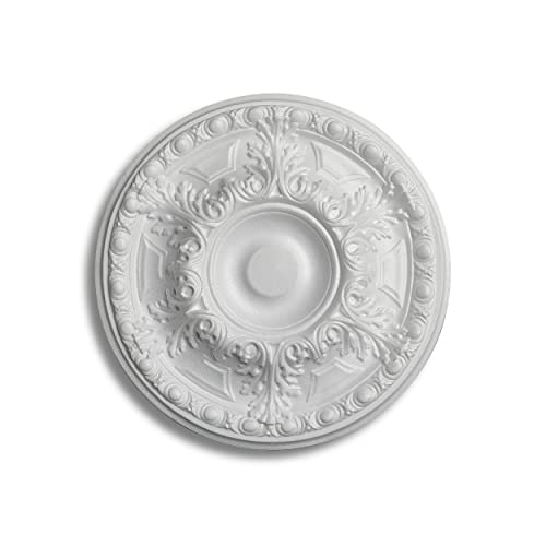 DECOSA Rosette Emilia, weiß, 3 Stück à Ø 48 cm - Stuckrosette aus Styropor - individualisierbare Deckenrosette von Decosa