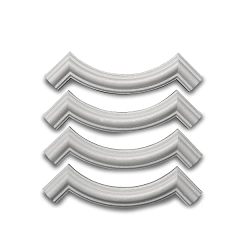 Decosa Viertelbogen zu Wandleiste Melissa - 1 Set à 4 Bögen - Hochwertiges Wandelement in Weiß - Flachleiste aus Styropor 14 x 14 cm - Dekorative Stuckoptik von Decosa