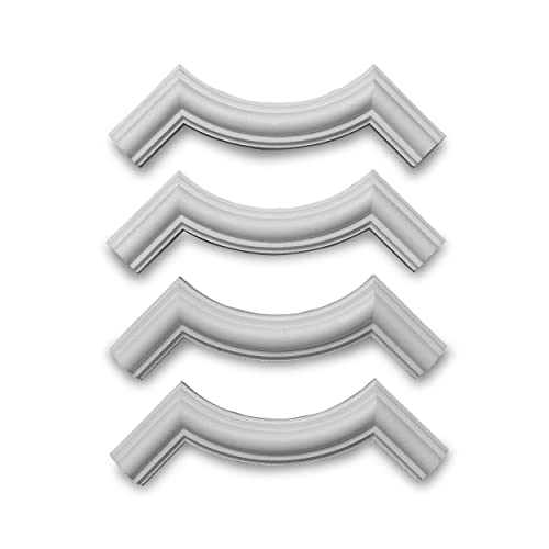 Decosa Viertelbogen zu Wandleiste Michelle - 1 Set à 4 Bögen - Hochwertiges Wandelement in Weiß - Flachleiste aus Styropor 21 x 21 cm - Dekorative Stuckoptik von Decosa