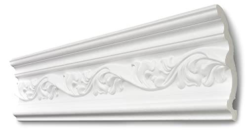 Decosa Stuckleiste G34 Greta - Deckenleiste in Weiß - 5 Leisten à 2 m Länge = 10 m - Zierleiste aus Styropor 75 x 120 mm - Für Decke oder Wand von Decosa