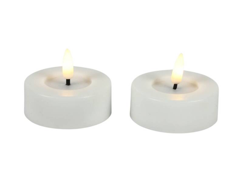 Countryfield LED-Kerze (2-tlg), Teelichter outdoor weiß 3D-Flamme Timer 6,5x5,2cm von Countryfield