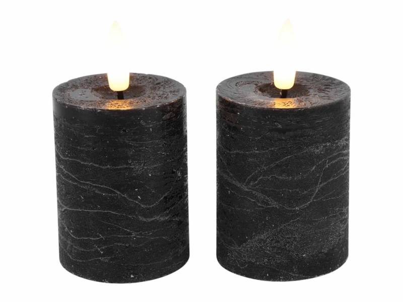 Countryfield LED-Kerze (Set, 2-tlg), schwarz 3D-Flamme 6/18h Timer 5x9,5cm von Countryfield