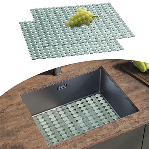 Küchenspüle-Schutzmatte – 2 Stück verstellbare Spülbecken-Schutz für die Küche, Edelstahl-Spüle, Geschirr und Glaswaren, leicht zu reinigen und zu schneiden von Decostatue
