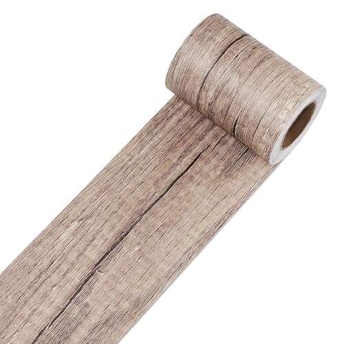 Decotalk Selbstklebende Bordüre der Holzmaserung 7.6x600cm Selbstklebend Tapetenbordüre Entfernbare Tapeten Wasserdichte Möbelfolie für Wohnzimmer Badezimmer Küche Möbel Tische SpiegelRand Dekoration von Decotalk
