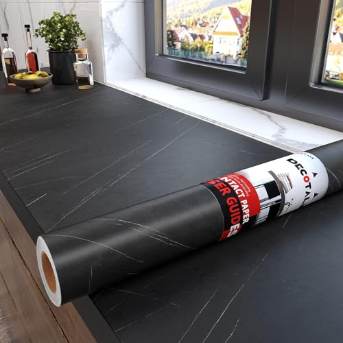 Decotalk Möbelfolie Schwarz Selbstklebend Marmor Für Küche 40X1000cm Küchenfolie Folie Für Möbel Wasserdicht Klebefolie Küche Selbstklebende Folie Küchenarbeitsplatte Arbeitsplatte Folie Küchenfolie von Decotalk