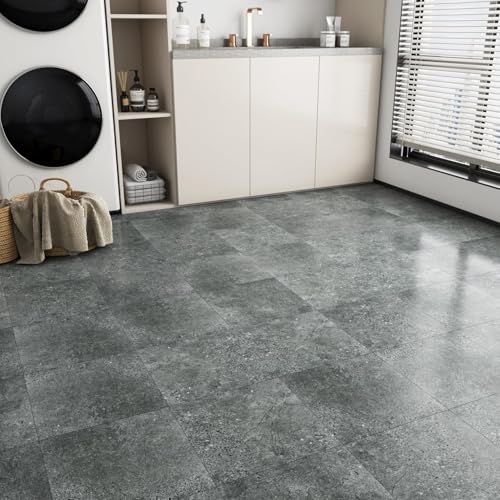 Decotalk PVC Bodenbelag Meterware Selbstklebend Vinylboden Betonoptik Klebefliesen Bad 30X30cm /3 Stück Selbstklebend Fliesenoptik Bodenbelag Wasserfest Vinylboden Rutschfest für Küche Bad Flur von Decotalk