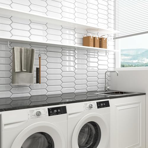 Decotalk Sechseck Fliesenaufkleber Weiß 30.5x30.5cm/3 Stück 3D Selbstklebende Fliesen Klebefliesen für Küche Badezimmer Wandfliesen Küchenrückwand Selbstklebende Fliesen Weiß Wandfliesen Aufkleber von Decotalk
