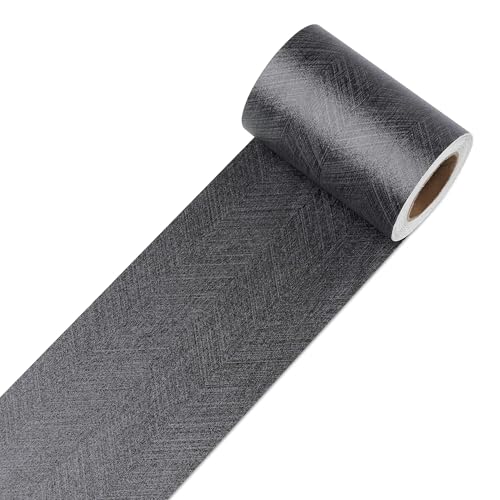Decotalk Tapetenbordüre Selbstklebende Holzoptik Bordüre Dunkelgrau 7.6X1500cm Tapetenbordüre Selbstklebend Wasserdich Spiegelrand Reparatur Klebeband Holztapete Tapeten Bordüre Für DIY Dekoration von Decotalk