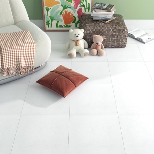 Decotalk Vinylboden PVC Bodenbelag Weiß Selbstklebende Bodenfliesen 30X30cm /3 Stück Vinylboden Selbstklebend Weiß Schnelle Installation PVC Bodenplatten Verschleißfest Klebefliesen Boden von Decotalk