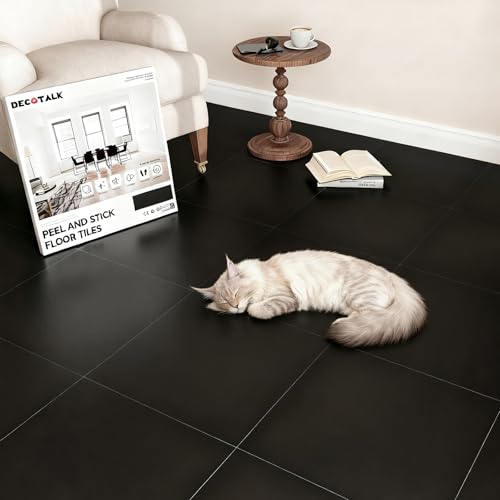 Decotalk Vinylboden Selbstklebend Schwarz 30X30cm /3 Stück Vinylboden Bodenbelag PVC Bodenplatten Wasserdicht Rutschfeste Bodenbelag Selbstklebend für Schlafzimmer Wohnzimmer Badezimmer Balkon von Decotalk