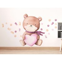 Riesiger Bär Mit Herz - Aufkleber Für Babyparty, Aquarell Große Wandaufkleber Fürs Kinderzimmer, Wandsticker, Wand Dekor Set Selbstklebend Riesiger Bär Mit Herz - Aufkleber Für Babyparty, Aquarell Große Wandaufkleber Fürs Kinderzimmer, Wandsticker, Wand Dekor Set Selbstklebend von DecotiaStickers