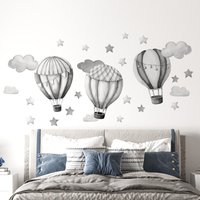 Große Wandtattoos Für Kinder Aquarell Heißluftballon, Wandaufkleber Fürs Kinderzimmer, Wandsticker, Wand Dekor Set Selbstklebend von DecotiaWallDecals