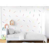 Kinderzimmer Abziehbilder - Bunte Sticks, Pastell Konfetti Streifen, Wandaufkleber Fürs Kinderzimmer, Wandsticker, Wand Dekor von DecotiaWallDecals