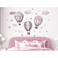 Rosa Luftballons Große Wandtattoos - Ballon, Luftschiff Aquarell Wandaufkleber Fürs Kinderzimmer, Wandsticker Wand Dekor Set Selbstklebend von DecotiaWallDecals