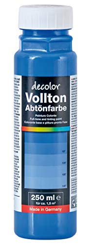 Decotric Decolor Bunte Abtönfarbe Enzianblau - 250 ml I Dispersionsfarbe für dekorative Anstriche und wasserbasierten Materialien I Hohe Farbkraft & Ergiebigkeit von Decotric