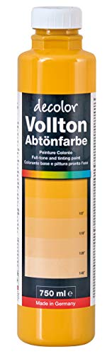 decotric Decolor Bunte Abtönfarbe Goldocker - 750 ml I Dispersionsfarbe für dekorative Anstriche und wasserbasierten Materialien I Hohe Farbkraft & Ergiebigkeit von decotric