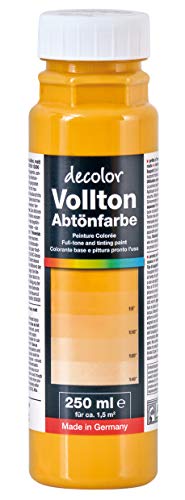 decotric Decolor Bunte Abtönfarbe Goldocker - 250 ml I Dispersionsfarbe für dekorative Anstriche und wasserbasierten Materialien I Hohe Farbkraft & Ergiebigkeit von decotric
