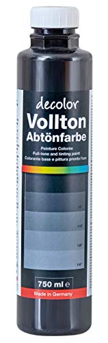 decotric Decolor Bunte Abtönfarbe Schwarz - 750 ml I Dispersionsfarbe für dekorative Anstriche und wasserbasierten Materialien I Hohe Farbkraft & Ergiebigkeit von decotric