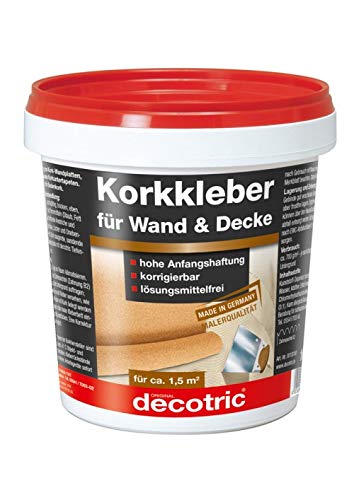 1 kg decotric Korkkleber Gebrauchsfertiger Dispersionskleber zum Kleben von Korkplatten und Korkbahnen an Wänden und Decken. Nicht für Bodenverklebungen von Decotric
