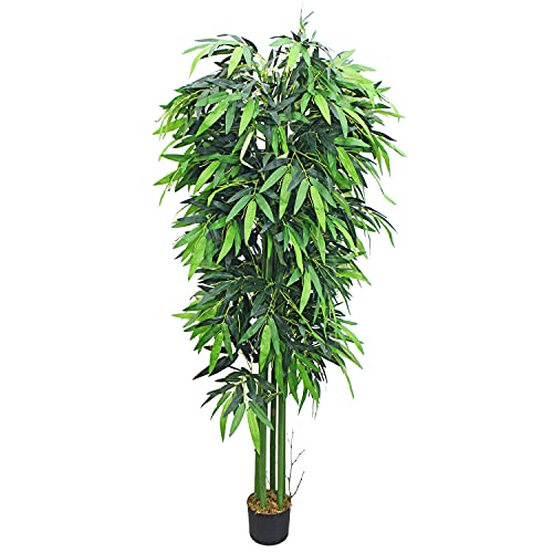 Bambus Bambus-Strauch Kunstbaum Kunstpflanze Bambusbaum Baum Künstliche Pflanze Bamboo Künstlich Innendekoration Deko 210 cm Decovego von Decovego