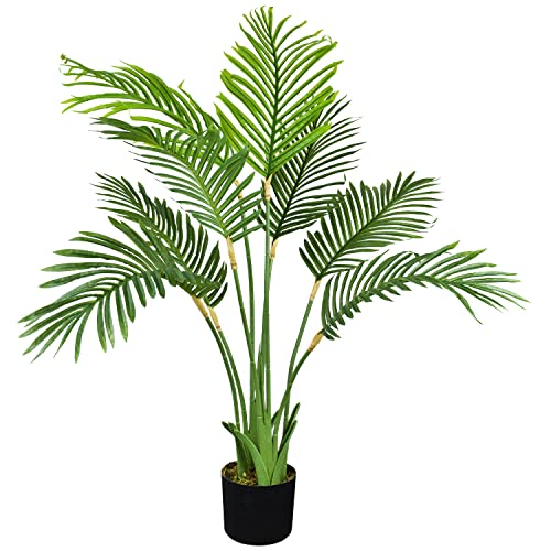 Decovego Künstliche Palme groß Kunstpalme Kunstpflanze Palme künstlich wie echt Plastikpflanze Arekapalme 100 cm hoch Balkon Dekoration Deko von Decovego