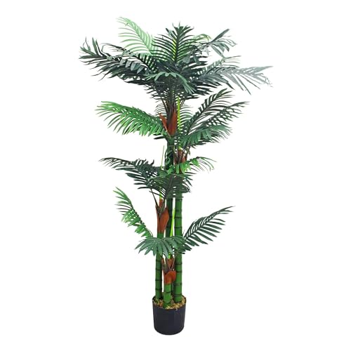 Decovego Künstliche Palme groß Kunstpalme Kunstpflanze Palme künstlich wie echt Plastikpflanze Arekapalme 150 cm hoch Balkon Deko von Decovego
