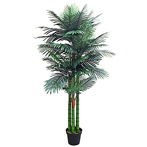 Decovego Künstliche Palme groß Kunstpalme Kunstpflanze Palme künstlich wie echt Plastikpflanze Arekapalme 190 cm hoch Balkon Deko Fake Zimmerpflanzen XXL von Decovego