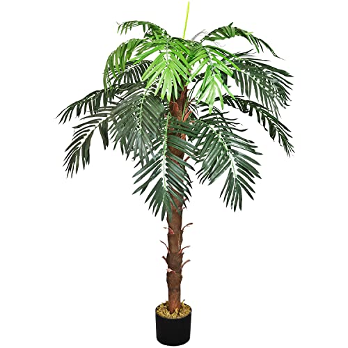 Decovego Künstliche Palme groß Kunstpalme Kunstpflanze Palme künstlich wie echt Plastikpflanze Balkon Kokospalme Königspalme Deko 140 cm hoch von Decovego