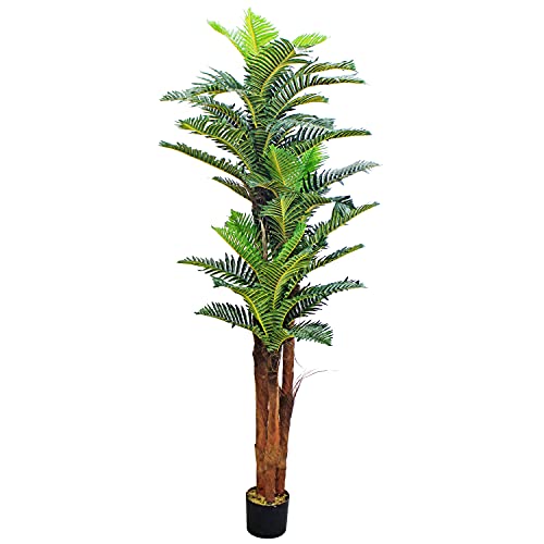 Decovego Künstliche Palme groß Kunstpalme Kunstpflanze Palme künstlich wie echt Plastikpflanze Kokospalme 180 cm Balkon Königspalme Deko hoch von Decovego