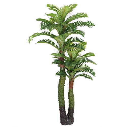 Decovego Künstliche Palme groß Kunstpalme Kunstpflanze Palme künstlich wie echt Plastikpflanze Kokospalme Balkon Königspalme Deko 140 cm hoch von Decovego