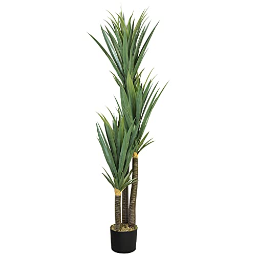 Decovego Künstliche Yucca Palme Yuccapalme Palmlilie Pflanze Kunstpflanze Deko Kunstbaum Zimmerpflanze künstlich im Kunststofftopf Plastikpflanze 150 cm von Decovego