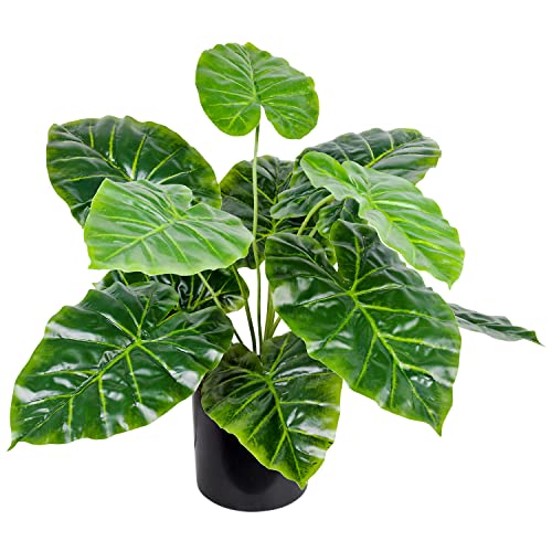 Decovego Kunstpflanze Künstliche Pflanze Aronstab Araceae Arum Taro künstlicher Baum Künstlich im Topf Plastik Pflanzen 45 cm Zimmerpflanze wie Echt Deko von Decovego