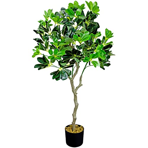 Decovego Schefflera Aralie Strahlenaralie Arboricola Kunstpflanze Kunstbaum Künstliche Pflanze 100 cm Innendekoration Kunst Pflanze wie echt im Topf von Decovego