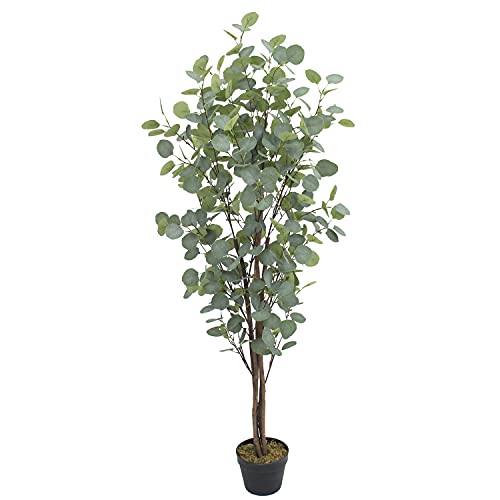 Eukalyptusbaum Eukalyptus Kunstbaum Kunstpflanze Künstliche Pflanze 140 cm Innendekoration Kunst Pflanze wie echt im Topf Decovego von Decovego