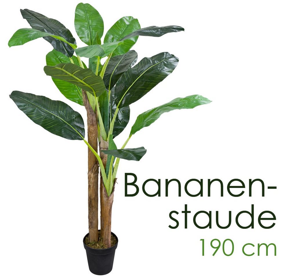 Kunstbaum Bananenbaum Bananenstaude Kunstpflanze Echtholz 190 cm Dekoration, Decovego von Decovego