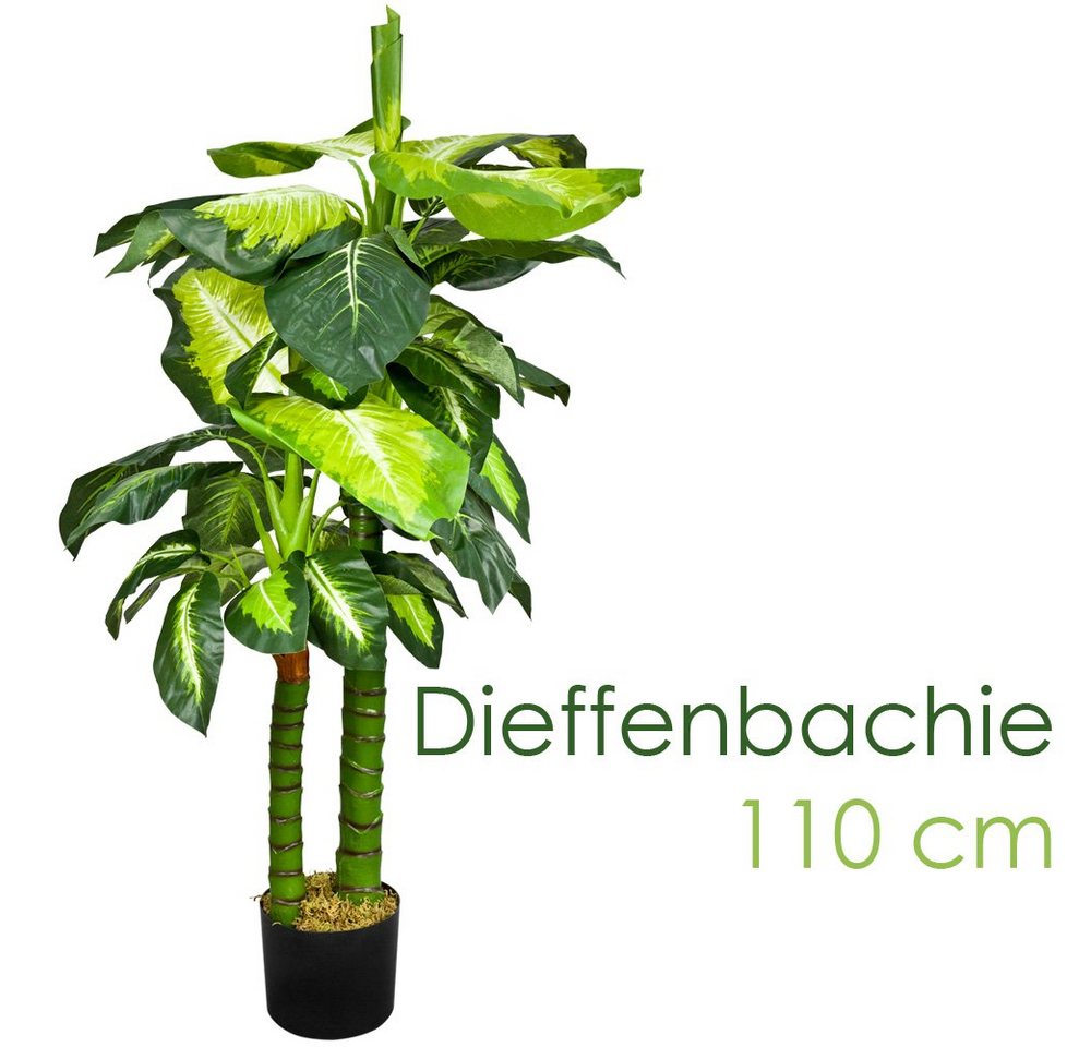 Kunstbaum Dieffenbachie Kunstpflanze Kunstbaum Künstliche Pflanze 110 cm, Decovego von Decovego