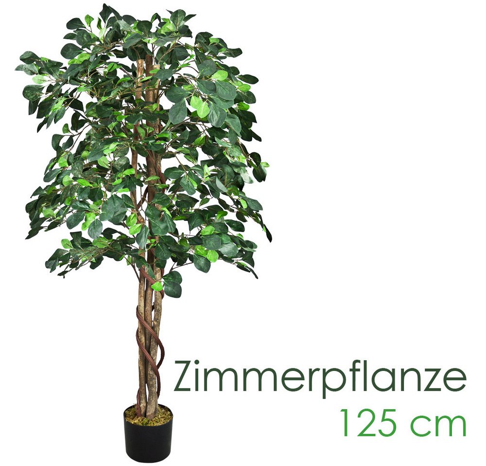 Kunstbaum Künstliche Pflanze Kunstlicher Baum Kunstbaum mit Echtholz 125 cm, Decovego von Decovego